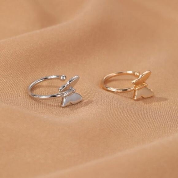 Butterfly Ear Clip Cartilage Earrings, Silver - Picture 3 of 9